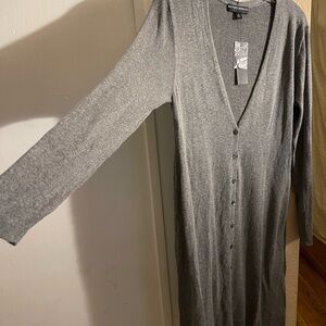 Gray Women's Long Cardigan Sweater (112 cm long)